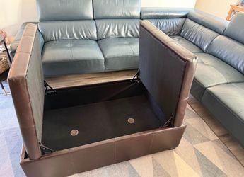 Large Brown Faux Leather Storage Ottoman