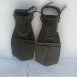 Turtle SCUBA Diving Fins Solid Rubber Black Open Heel Vented Made In Mexico . Used in good condition with some cosmetic blemishes. These blemishes are