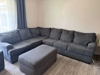 Sectional Couch, ottoman, side table