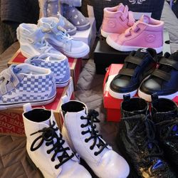 Kids Shoes Size 9 And The Vans Are 9.5 And A 10 Also The Checked Ones Are New