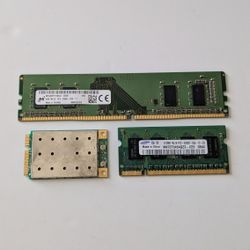 Micron 4GB DDR4 2666 MHz Memory PC4-2666V Desktop RAM Stick Module + Laptop SODIMM Memory + WiFi Adapter Card
