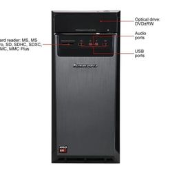 Lenovo Desktop A10-7800 12GB RAM 2TB HDD Tower Desktop PC Windows 10 DVD writer