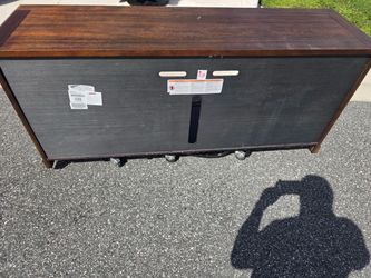 Wood Top TV Stand with Casters