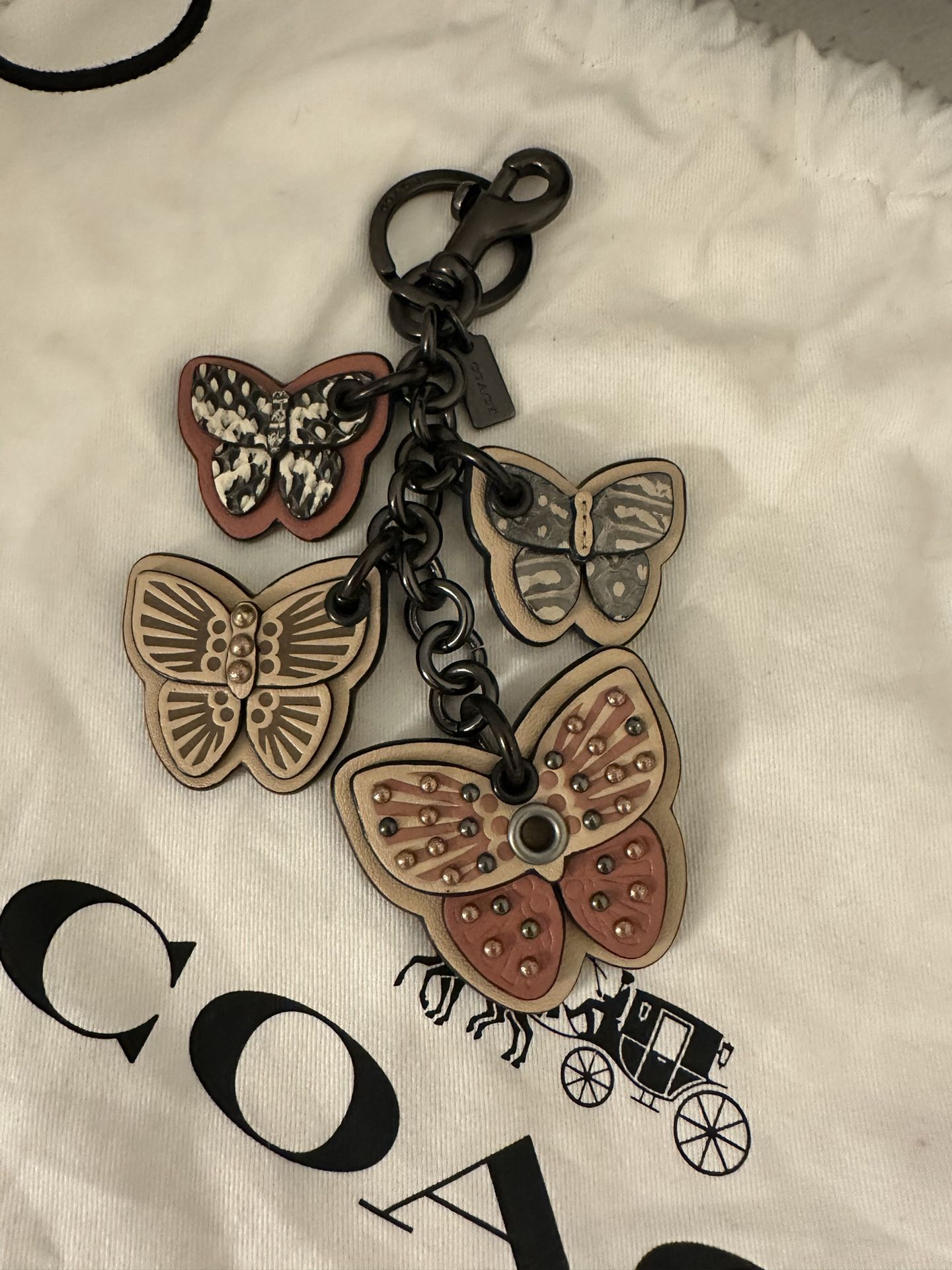 Coach Leather Butterfly Keychain