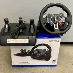 Logitech G29 Driving Force Racing Steering Wheel Floor Pedal Playstation PS5 PS4 Simulator Sim Gaming Gamer Game Home System Console Race Gran Turismo