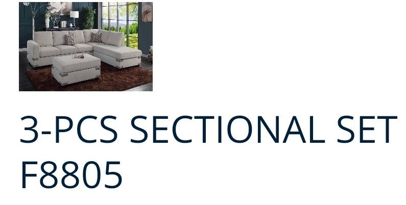 3 PC SECSIONAL SOFA MUSHROOM REVERSIBLE L/ R CHAISE ☎️ 1714586,2564