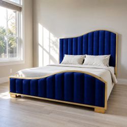 King Bed Frame New (royal blue)
