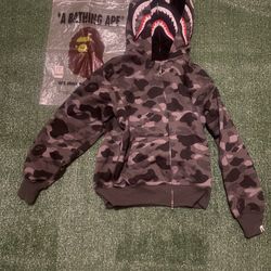 Gray bape double hoodie Size M NO TRADES
