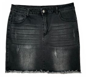 Denim Mini Skirt Distressed Size XL Extra Large Faded Black Streetwear Grunge