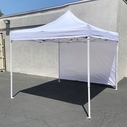 (NEW) $120 Heavy-Duty 10x10 FT Canopy with (1 Sidewall) Outdoor EZ PopUp Party Tent Patio Shelter w/ Carry Bag 