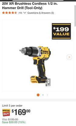 NEW DCD806B 20V MAX* XR® BRUSHLESS CORDLESS 1/2 IN. HAMMER DRILL