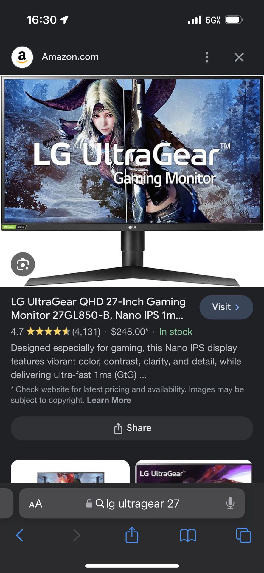 LG Ultragear Monitor 27”