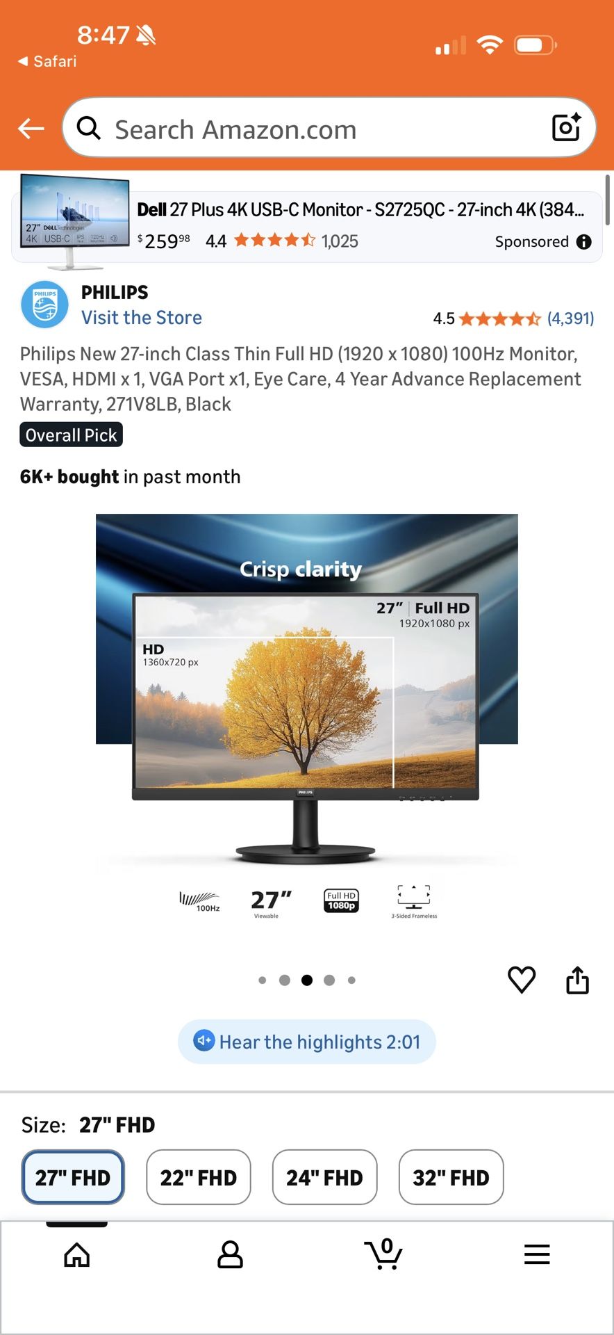 Philips V Line 27” Monitor