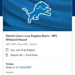 Detroit Lions Vs L.A. Rams Wildcard Tickets