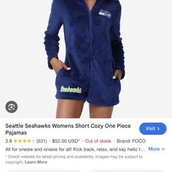 Seattle Seahawks Womens Large Short Cozy One Piece Lounger 