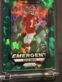 2024 Panini prism football Xavier worthy green cracked ice emergent rookie card