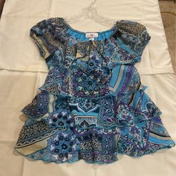Girl's Floral Blue Blouse