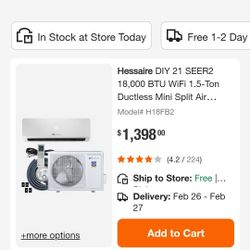 Brand New 18k Btu Mini Split Heat Pump 