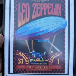 For sale wall plaque of old LED Zeppelin concert poster
