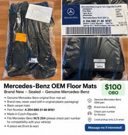 Genuine Mercedes-Benz OEM Floor Mats – Brand New Sealed