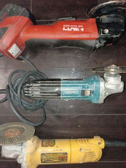 Lot of 3 Angle Grinders – Hilti, Makita, DeWalt