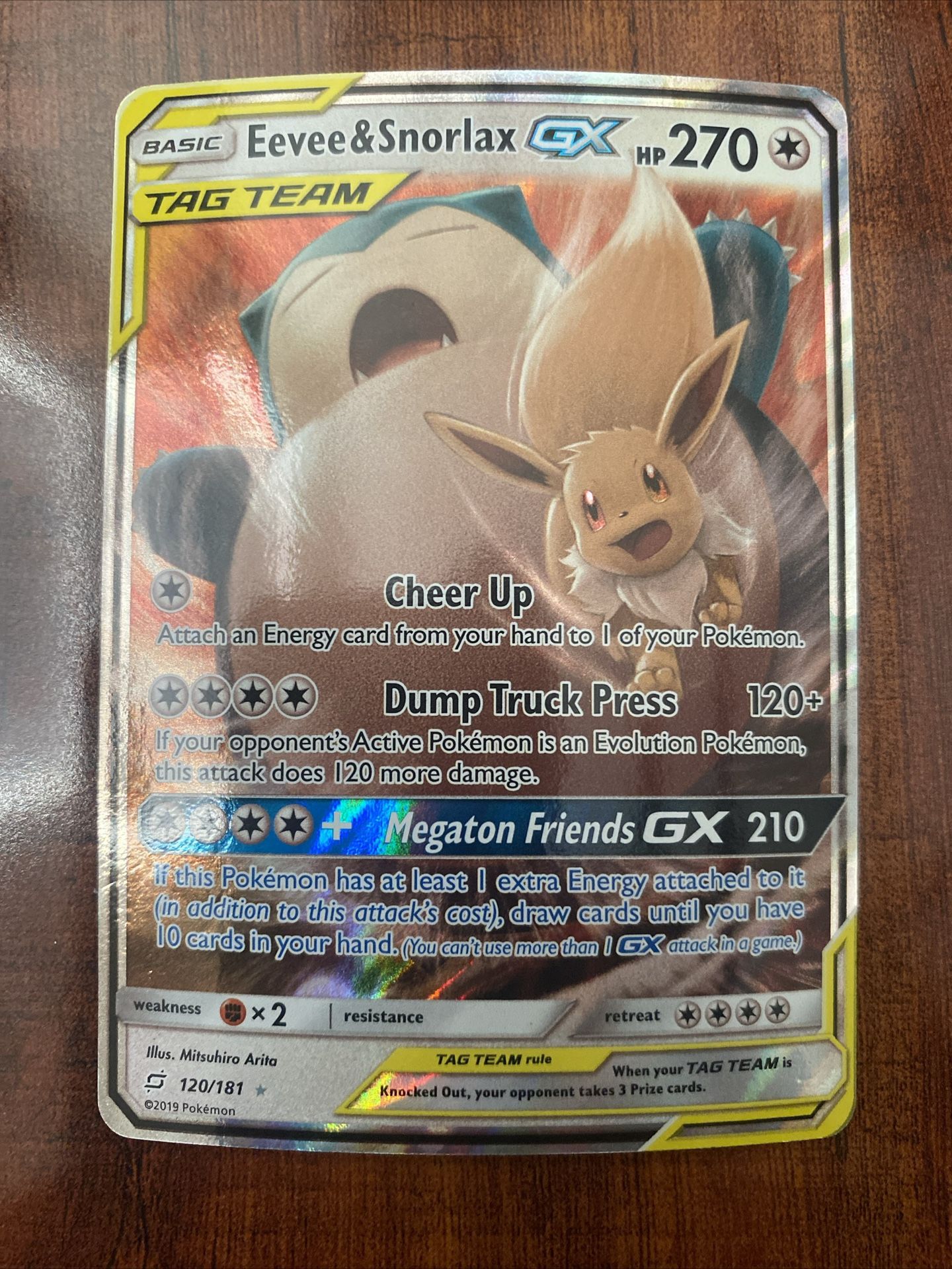Pokemon Eevee & Snorlax GX Tag Team - Team Up 120/181 Ultra Rare Holo NM ⭐️