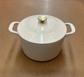 MARTHA STEWART 7-Quart WHITE/GOLD Enameled CAST Iron  DUTCH OVEN 👀 (please read description)