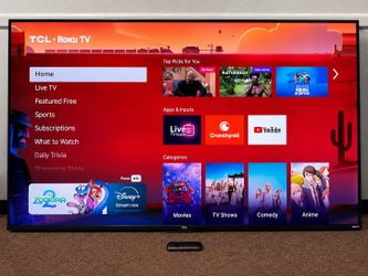 65” TCL Roku Smart TV w/ Moveable Heavy Duty Wall Mount – Excellent Condition