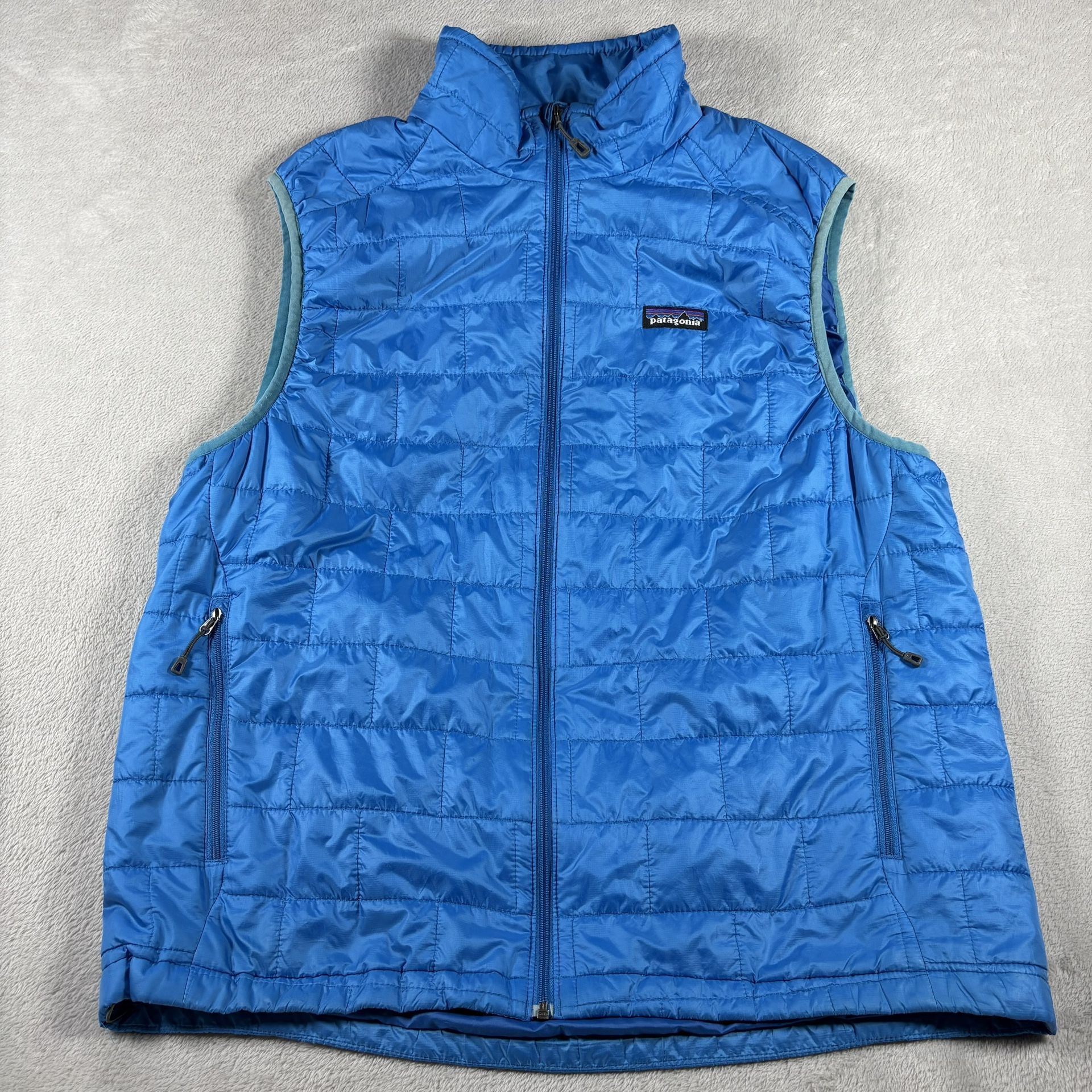 Patagonia Vest Men’s L Blue Nano Puff PrimaLoft Packable Outdoor Insulated #3234
