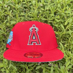 New Era Los Angeles Angels Fitted Hat (Red/Tiffany UV) Size 7 1/4