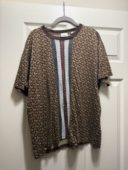 Burberry Men's Brown Carrick TB Oversized Monogram Stripe T-Shirt MEDIUM