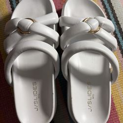 J/Slides Bowie Black Leather Women’s Slip-On Sandals Size 8.5 Comfort