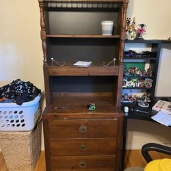 Solid wood Threes drawers with book shelf