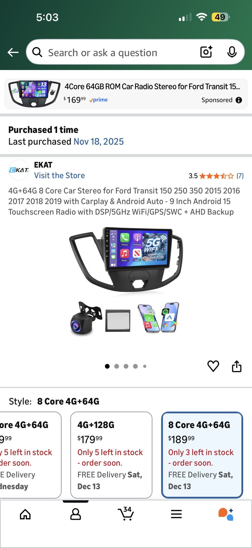 Wireless CarPlay For Ford Transit ‘15-‘19 - $150