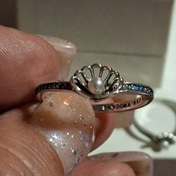Pandora Disney Authentic Princess ARIEL shell Treated Cultured AUTHENTIC Pearl Sterling Silver Rings Size 6789 Available