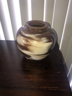 Vase - chocolate brown and cream