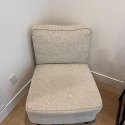 Beige Textured Upholstered Armless Accent / Modular Chair