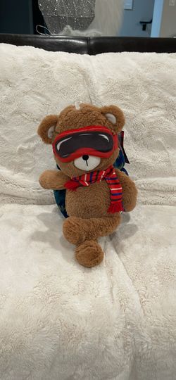 Plush teddy bear with throw child’s blanket, new polar bears skiing