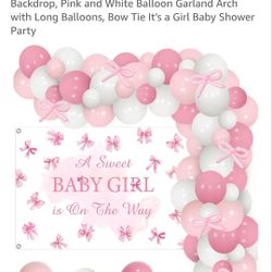 It's A Girl Banner And Balloons