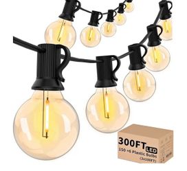 300 FT Outdoor String Lights, Waterproof Outside Patio Light 156 Bulbs Commercial Grade G40 LED Ligh