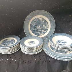 Vintage 

CURRIER & IVES Royal China by Jeannette 10 Inch Plated And More MS-127

