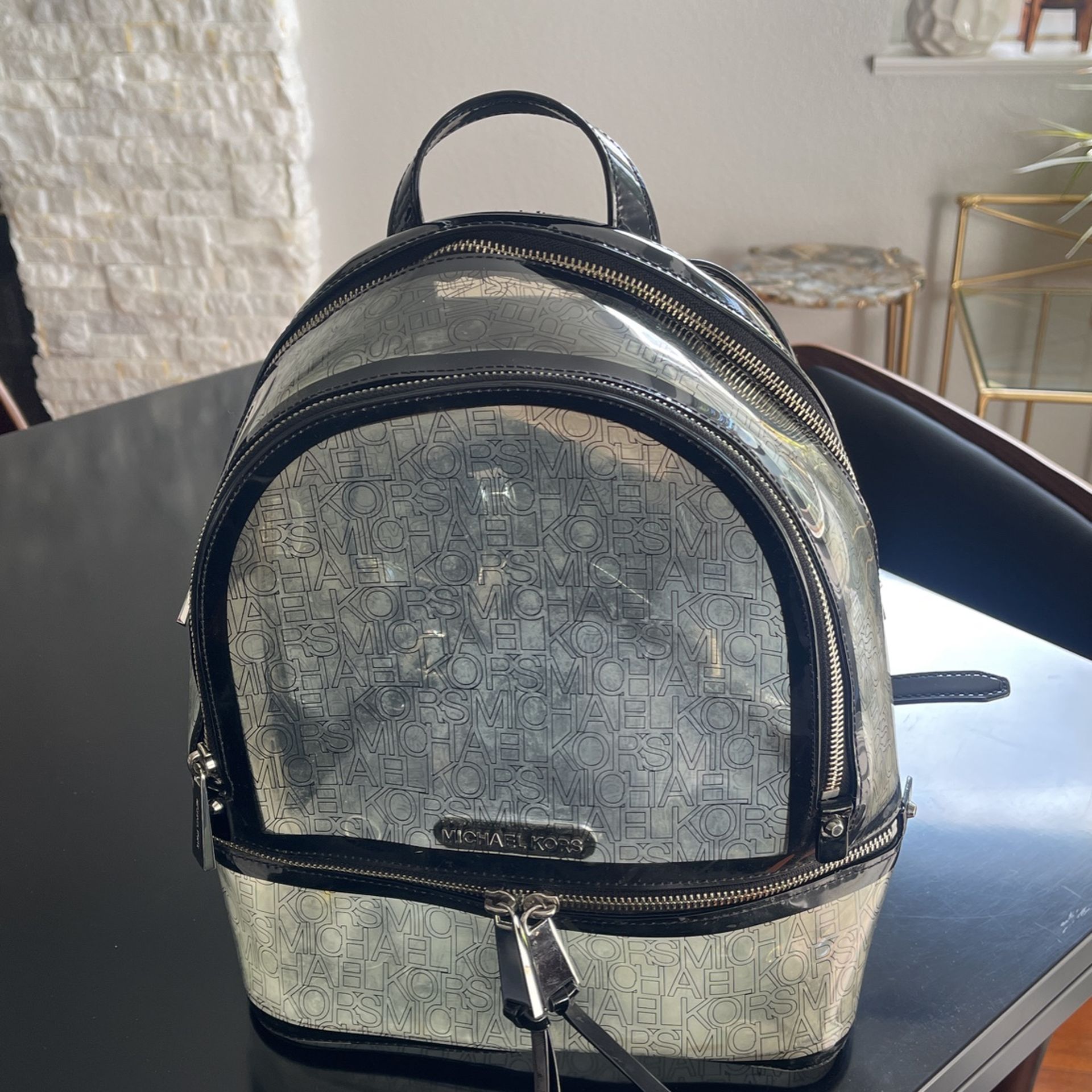 Backpack Michael Kors Clear With Black Patton Trim - www 
