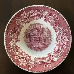 Antique Red Transferware Plate – Avon Cottage, England (Thos Hughes & Son)