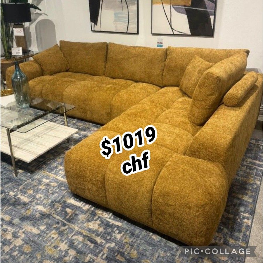 Upholstered Sectional Chaise Sofa Amber // Christmas Sale !