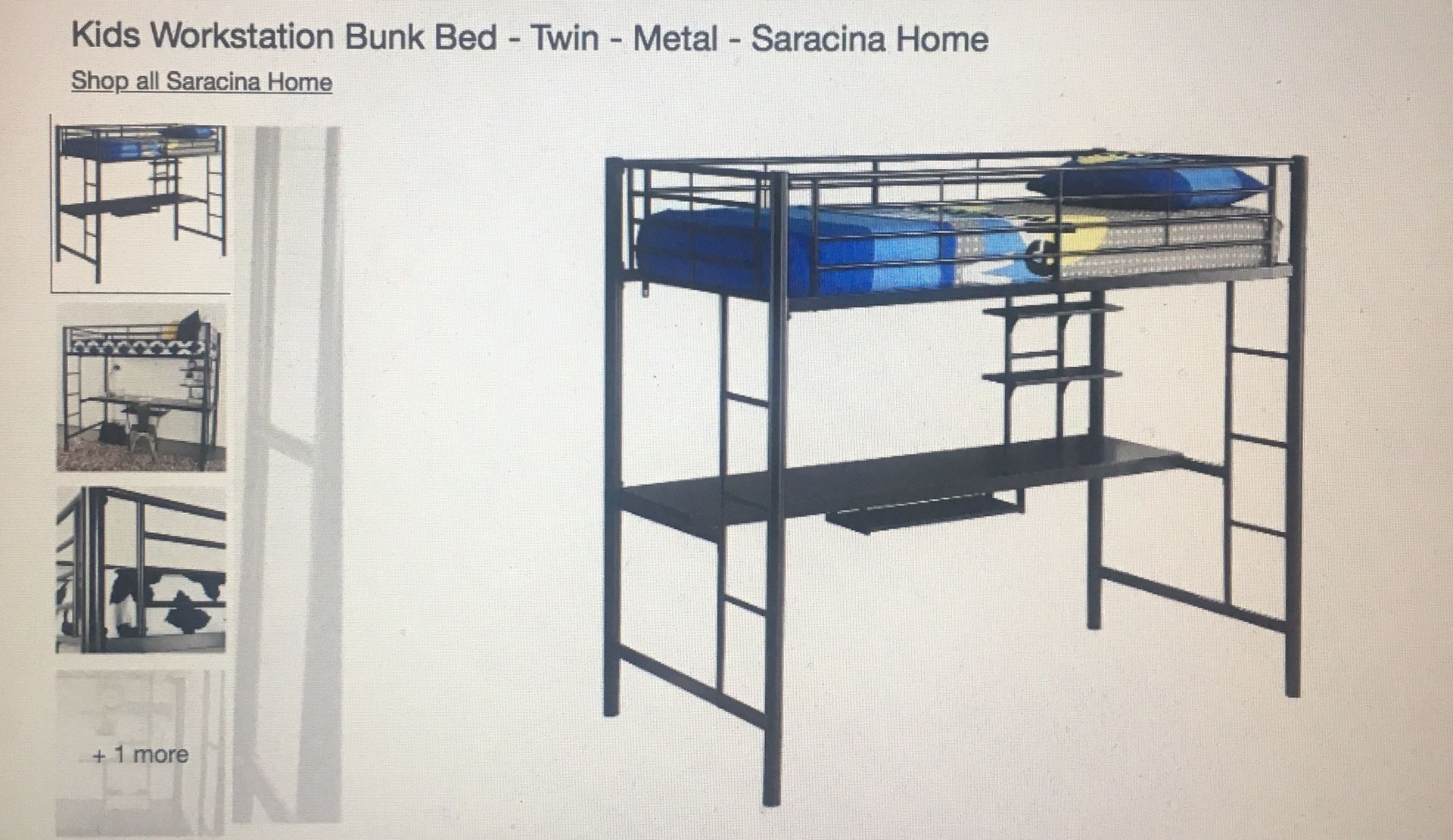 Kids workstation Bunk Metal Twin Bed w/out mattress