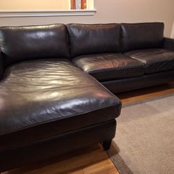 Leather Brown Sofa/chaise