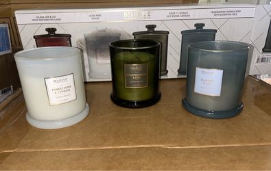 Bellevue Luxury 11 oz. Glass Candles Partially Melted Set of 3 Great Condition