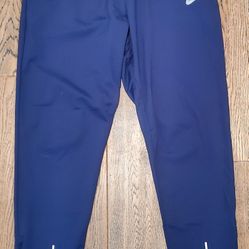 Nike - Mens - Dri Fit - Medium - Tapered Leg (Zip Ankle) - Athletic Pants - Drawstring Waist - 3 Pockets - Polyester - Blue