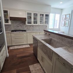 Taj Mahal Countertop Installation & Slab Fabrication