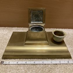 Vintage Brass Inkwell Art Deco 9” x 6”
